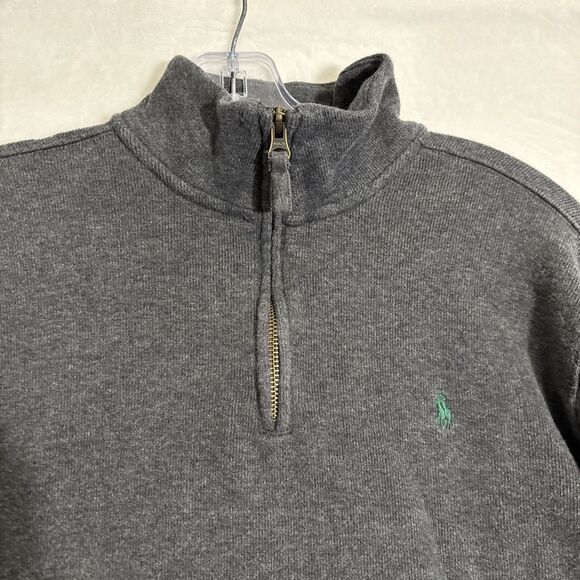 Polo Ralph Lauren Boy's Large 14-16 Gray 1/4 Zip Pullover Sweater Pony Logo - Picture 4 of 14